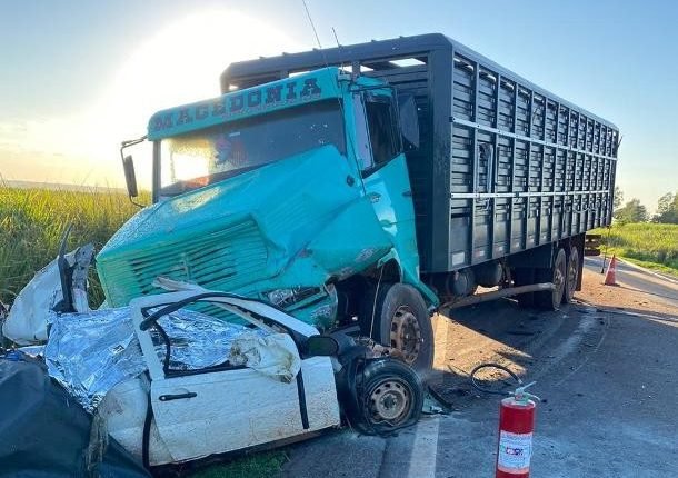 Dois morrem na BR-163 em colisão frontal entre caminhão boiadeiro e picape - Folha de Dourados - Notícias de Dourados-MS e região