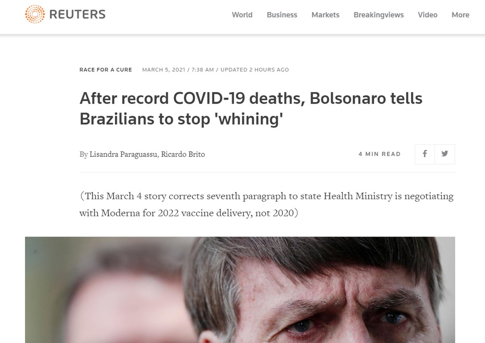'Chega de frescura, de mimimi': frase de Bolsonaro repercute na imprensa internacional
