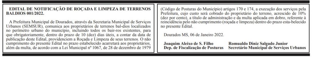 Prefeitura não limpa a cidade, mas vai multar quem não roçar terrenos baldios Prefeitura não limpa a cidade, mas vai multar quem não roçar terrenos baldios