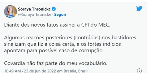 Senadoras Soraya Thronicke e Simone Tebet apoiam CPI do MEC; Nelsinho Trad não assinou