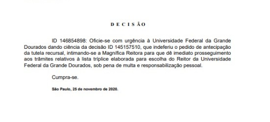 Decreto d fim  interveno da UFGD, um dia aps a priso de ministro envolvido na trama