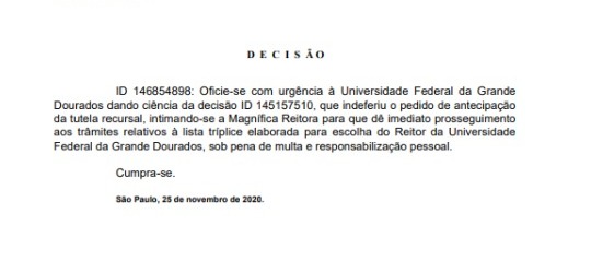 Decreto dá fim à intervenção da UFGD, um dia após a prisão de ministro envolvido na trama