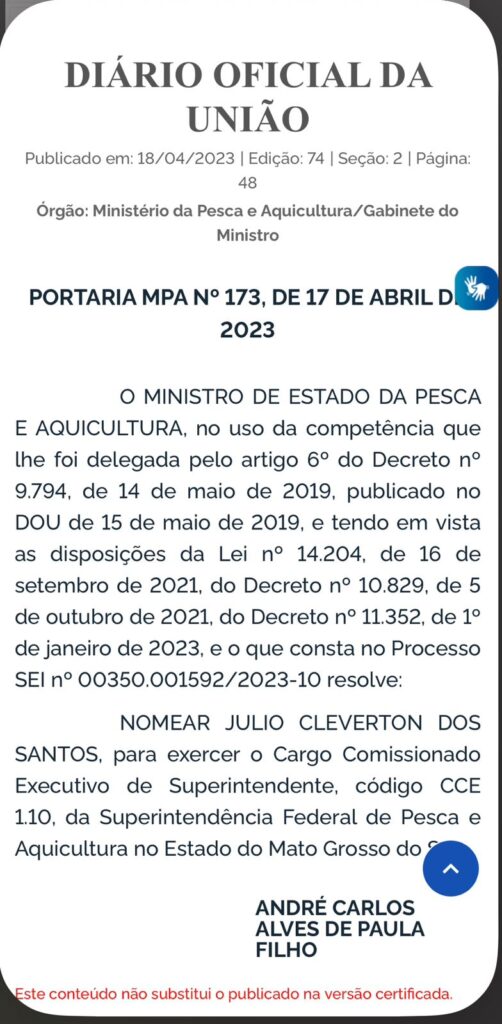 Vereador e ex-assessor de Cabo Almi assume Superintendência da Pesca em MS