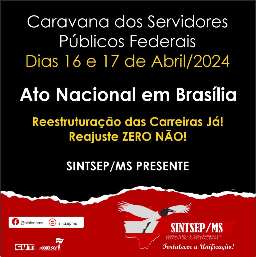 Ato Nacional: ônibus com servidores de MS sairá de Dourados para protestar em Brasília