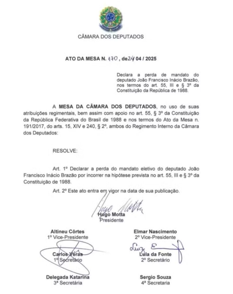 Caso Marielle: cassação pela Mesa da Câmara livra Brazão de ficar inelegível