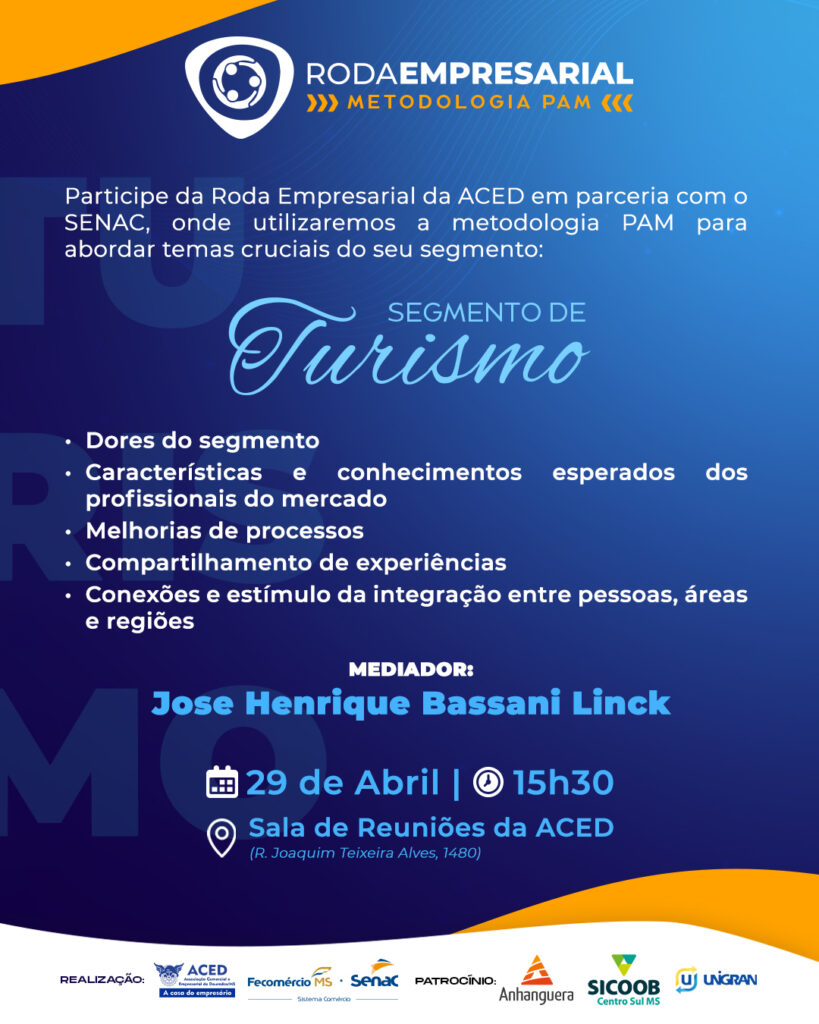 Roda Empresarial retorna com novo formato e foco setorial; 1ª edição será dedicada ao Turismo Roda Empresarial retorna com novo formato e foco setorial; 1ª edição será dedicada ao Turismo