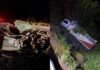 Acidente em MS: caminhão despenca em ribanceira e carro fica destruído após colisão