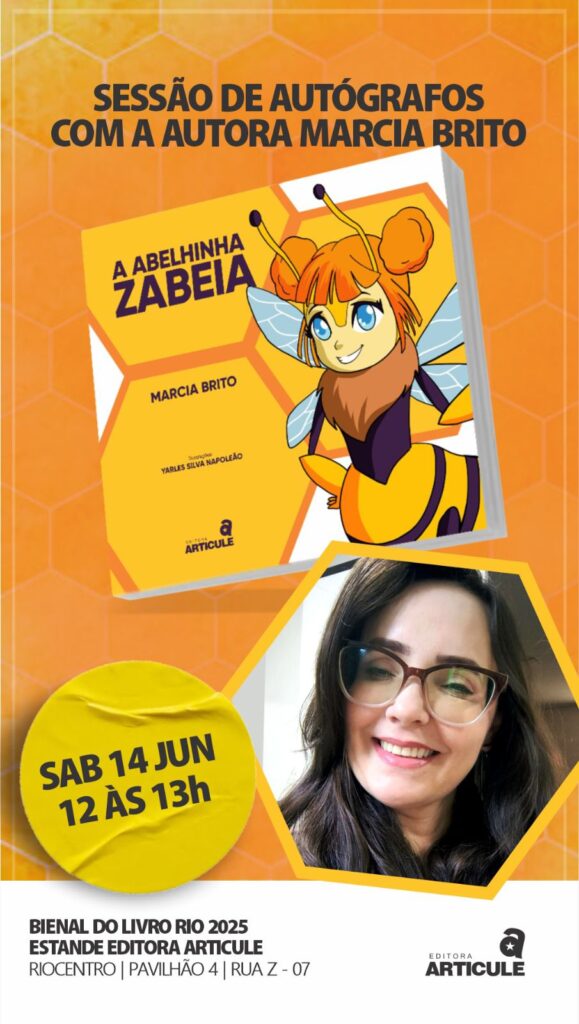 Marcia Brito, lança 'A Abelhinha Zabeia' na Bienal do RJ e recebe Prêmio Carioca Excelência Literária