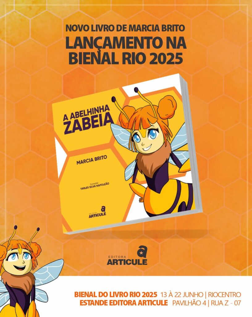 Marcia Brito, lança 'A Abelhinha Zabeia' na Bienal do RJ e recebe Prêmio Carioca Excelência Literária