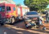 Dourados: mulher é socorrida após acidente entre moto e caminhonete