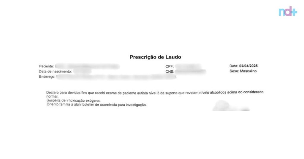 ‘Meu mundo caiu’: exame detecta álcool em criança autista (nível 3) após aulas ‘Meu mundo caiu’: exame detecta álcool em criança autista (nível 3) após aulas