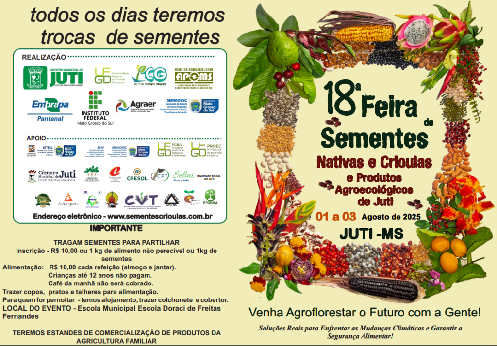 Juti sediará 18ª Feira de Sementes Nativas, Crioulas e Produtos Agroecológicos Juti sediará 18ª Feira de Sementes Nativas, Crioulas e Produtos Agroecológicos