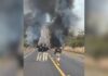 Duas carretas explodem após acidente na BR-163, em Mato Grosso do Sul