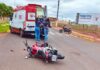 MS: motociclista com criança na garupa é atingido por caminhonete e fica ferido