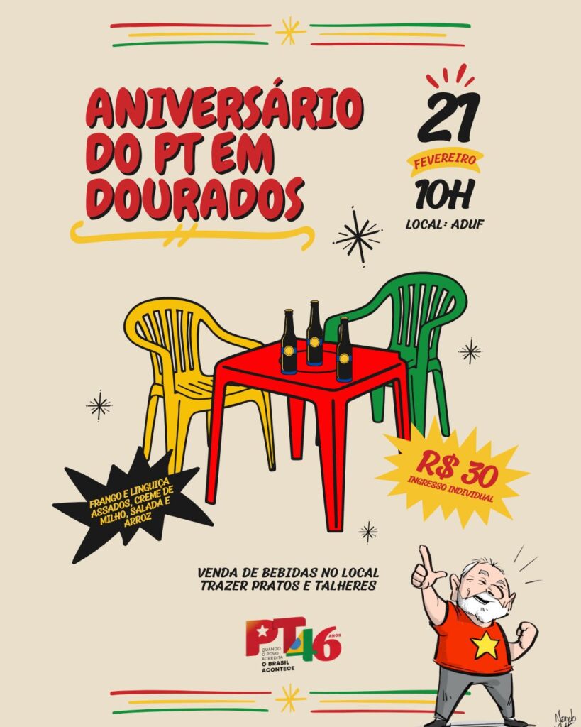PT de Dourados celebra 46 anos com festa, encontro político e projetos para 2026 PT de Dourados celebra 46 anos com festa, encontro político e projetos para 2026