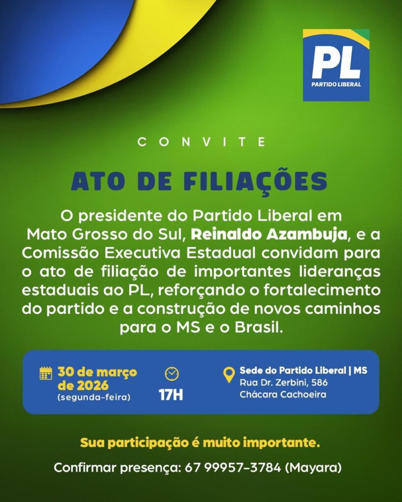 Zé Teixeira oficializa hoje filiação ao PL e consolida projeto de direita em MS Zé Teixeira oficializa hoje filiação ao PL e consolida projeto de direita em MS