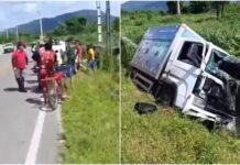 Casal morre em colisão entre caminhão e moto