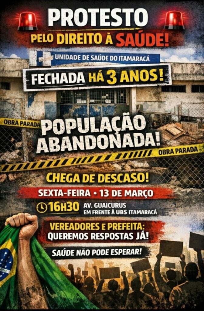 Moradores organizam protesto por UBSF fechada há anos em Campo Grande