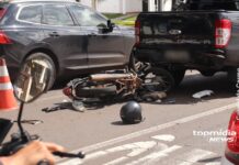 MS: motociclista sofre politraumatismo após colidir contra caminhonete parada