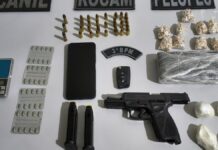 Traficante é preso com quatro tipos de drogas, pistola e mais de 30 munições
