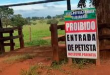 MS: motorista flagra placa que proibe entrada de petistas em propriedade rural