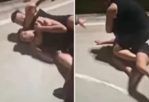 Lutador espanca jovem que brigou com o filho dele: 'Amor, não pode'