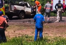 MS: motorista morre e passageiro fica gravemente ferido em colisão entre Strada e carreta