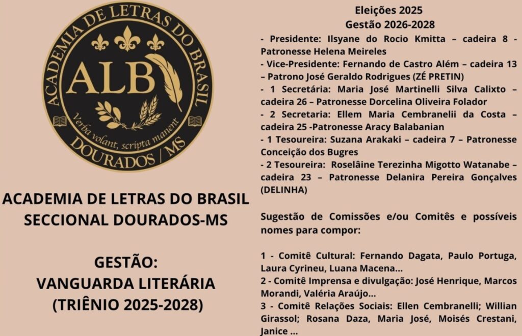 Professora Ilsyane Kmitta é eleita presidenta da Academia de Letras do Brasil/Dourados