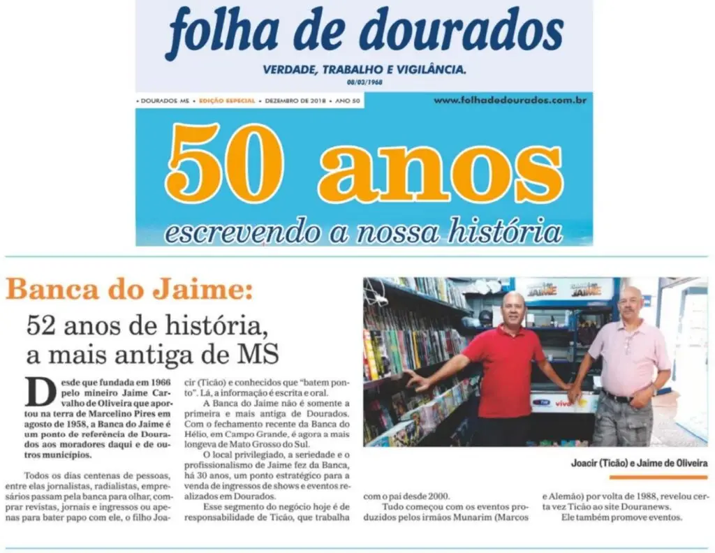 Dourados perde um cidadão ilustre: Jaime Carvalho de Oliveira, o Jaime da Banca Dourados perde um cidadão ilustre: Jaime Carvalho de Oliveira, o Jaime da Banca