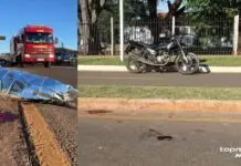 MS: motociclista morre após perder controle da direção e bater em poste