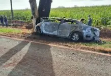 Duas pessoas morrem carbonizadas em acidente entre Dourados e Panambi