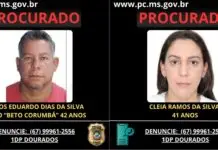 Cleia Ramos e 'Beto Corumbá' são procurados pela Polícia Civil em Dourados