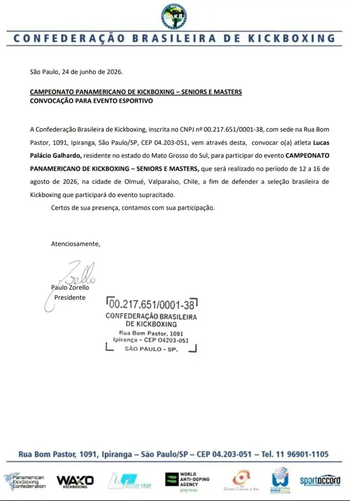 De Dourados para o Chile: Lucas Palácio é convocado para representar o Brasil no kickboxing De Dourados para o Chile: Lucas Palácio é convocado para representar o Brasil no kickboxing